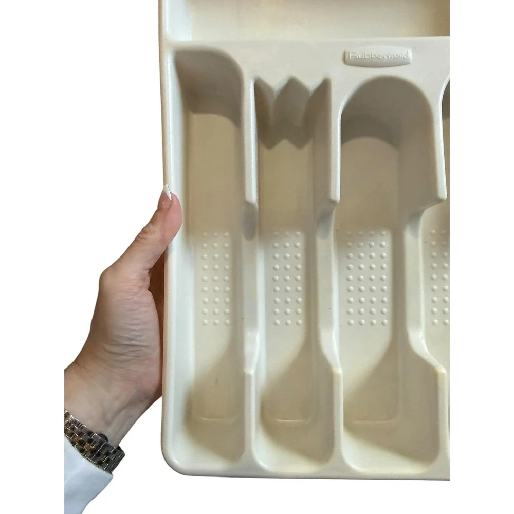 Vintage Rubbermaid 2925 Almond Silverware Tray Flatware Drawer Organizer USA‎